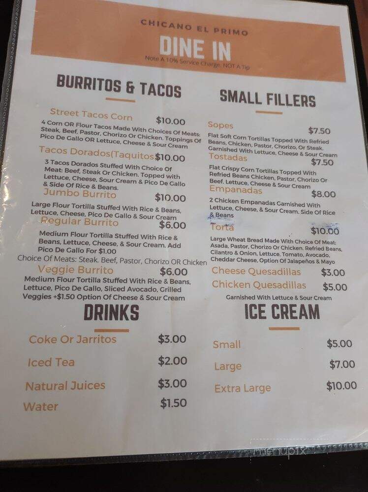 Chicano El Primo - Columbia, SC menu_pic