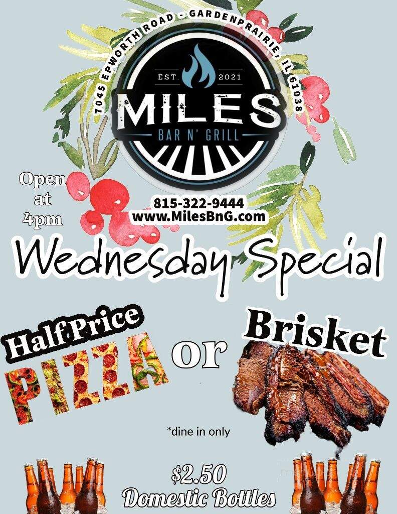 Miles Bar N' Grill - Garden Prairie, IL menu_pic