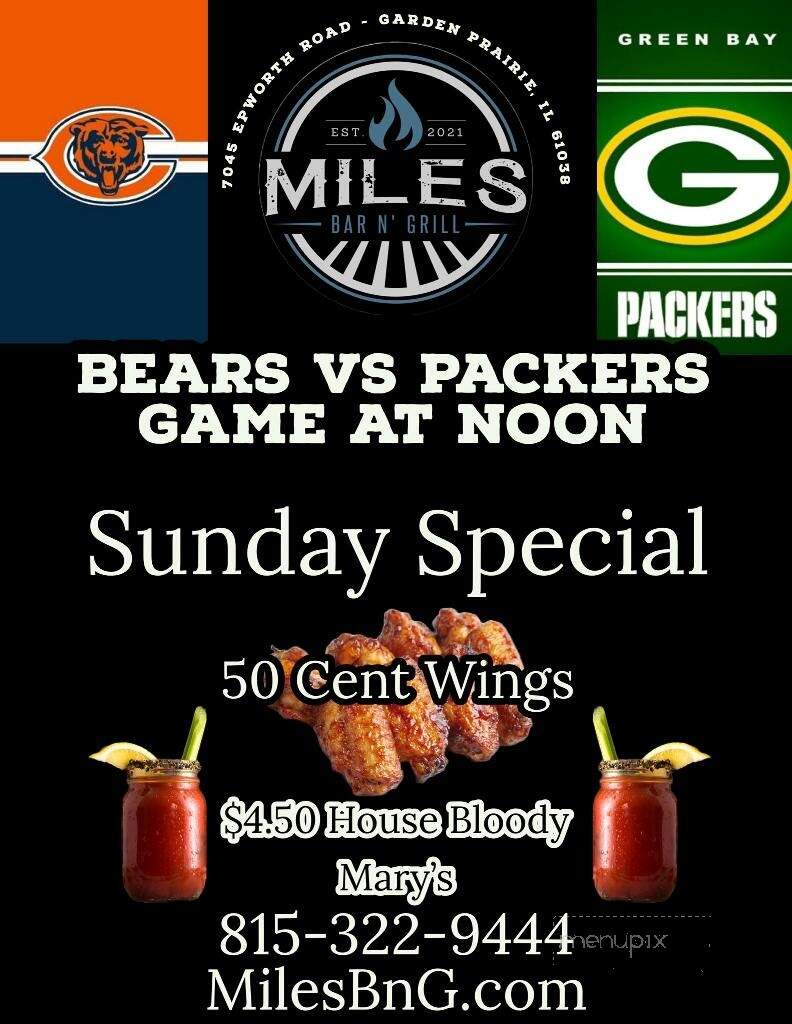 Miles Bar N' Grill - Garden Prairie, IL menu_pic