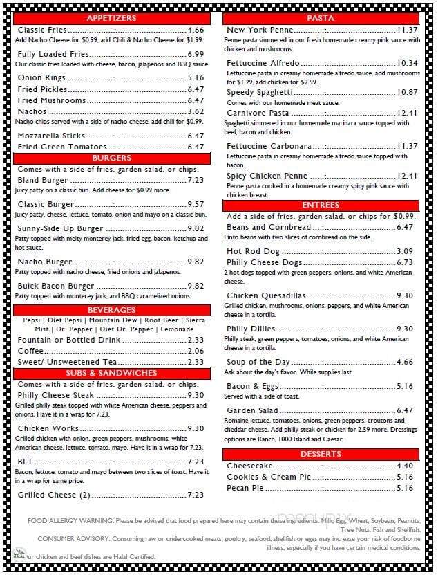 DownShift Diner - Bastian, VA menu_pic