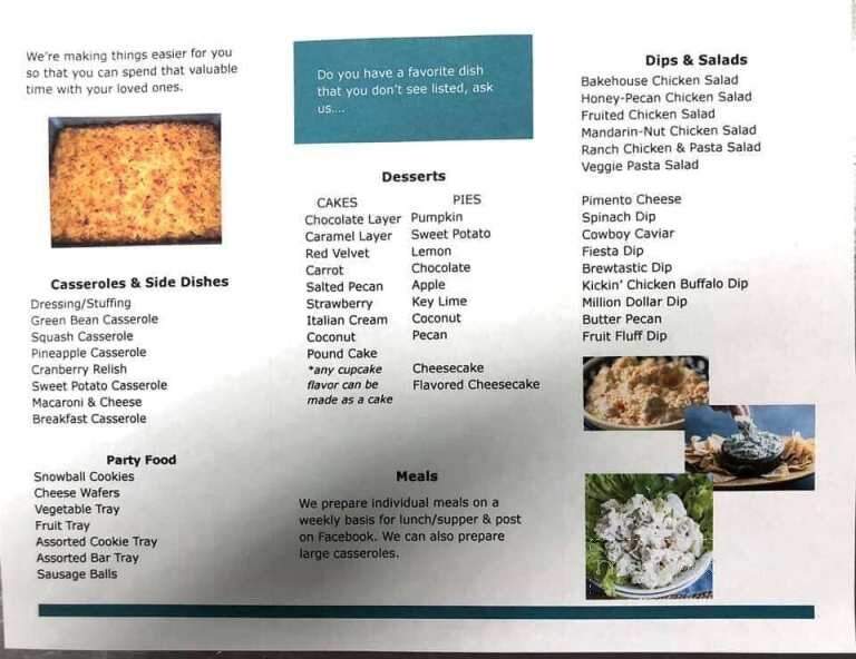 Lucy's Traditional Southern Bakehouse - Manning, SC menu_pic