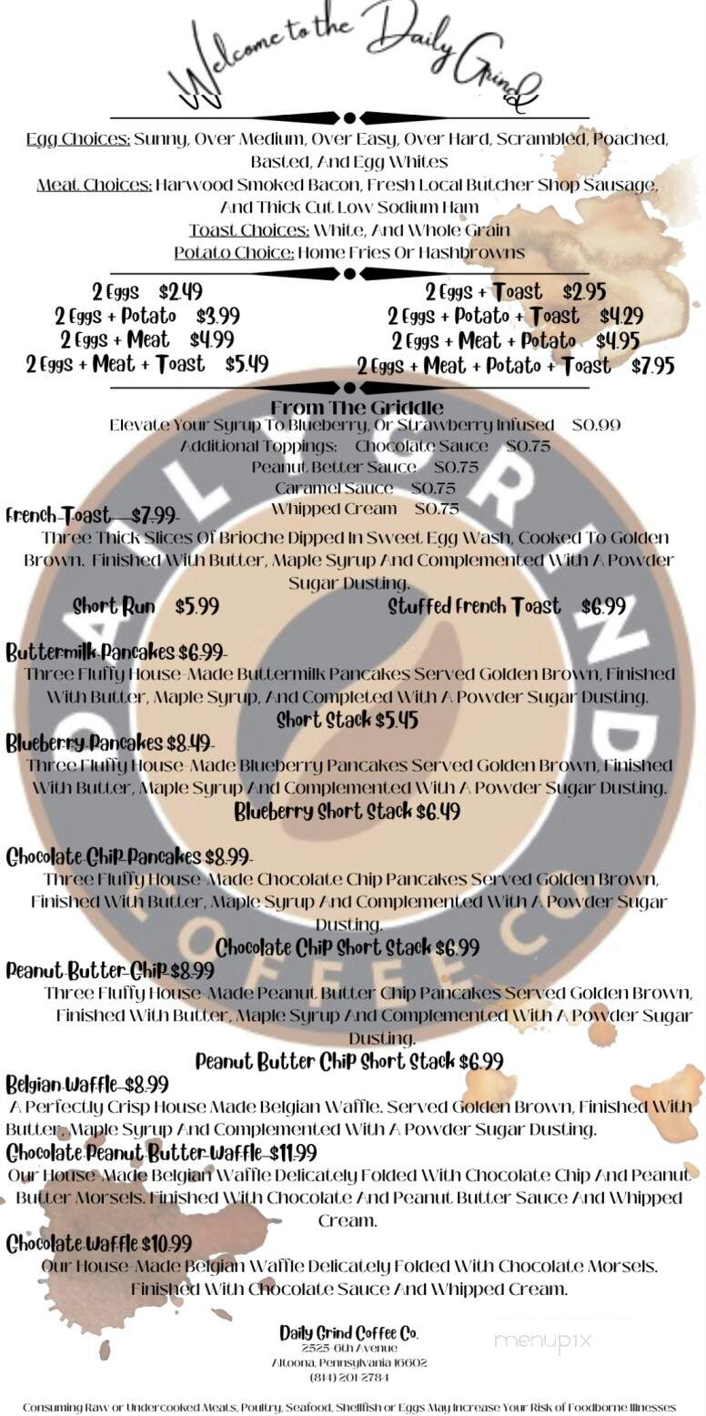 Daily Grind Coffee - Altoona, PA menu_pic