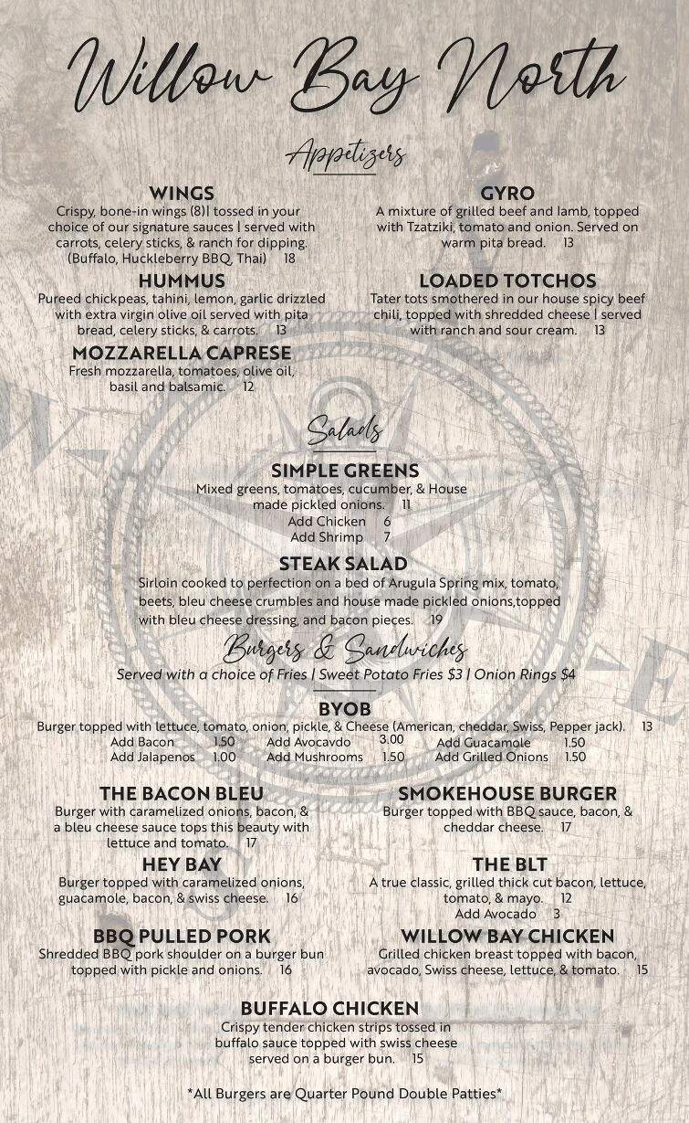 Willow Bay Marina and Resort - Priest River, ID menu_pic