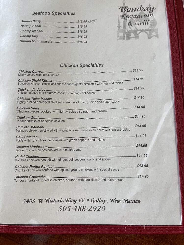 Bombay Grill - Gallup, NM menu_pic