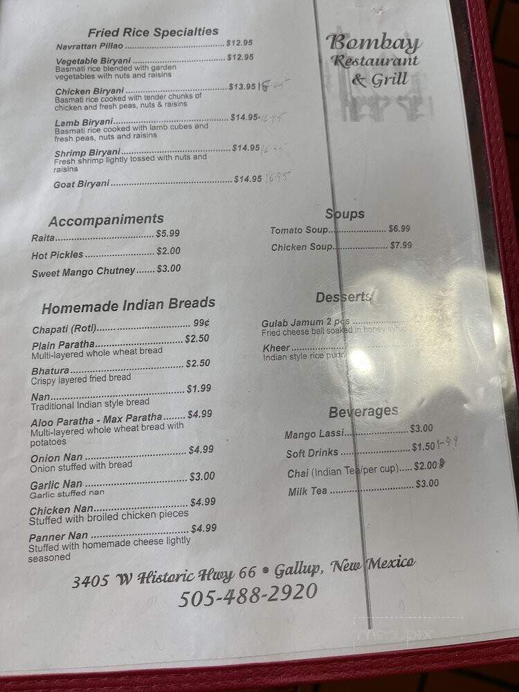 Bombay Grill - Gallup, NM menu_pic
