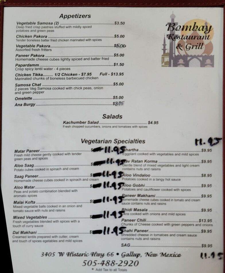 Bombay Grill - Gallup, NM menu_pic