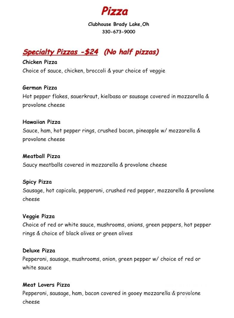 The Club House - Kent, OH menu_pic