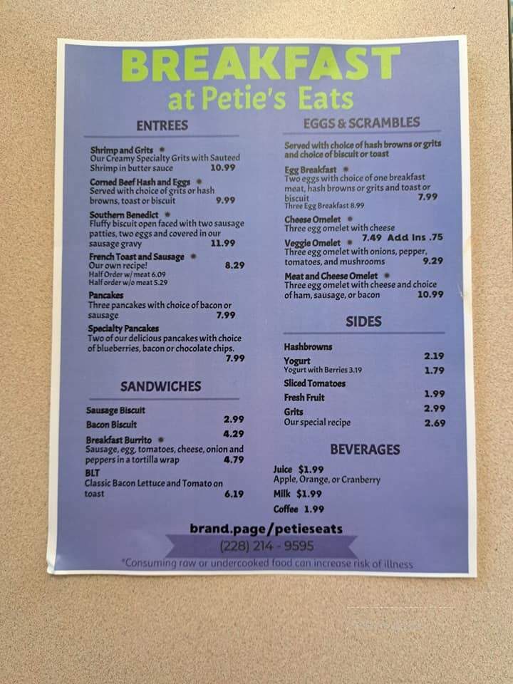 Petie's Eats Downtown - Gulfport, MS menu_pic