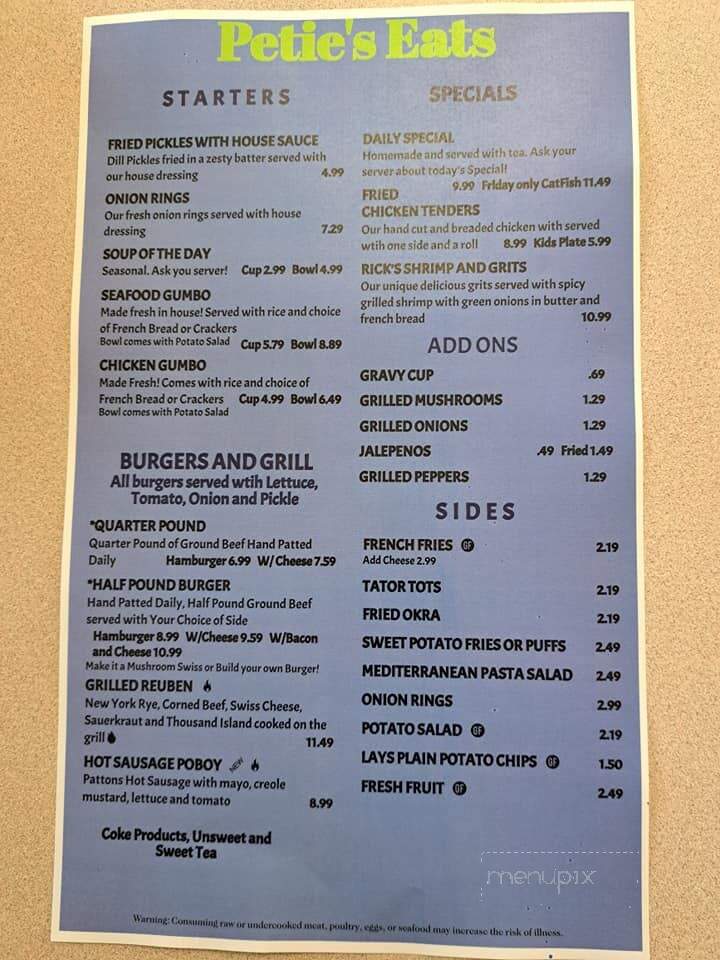 Petie's Eats Downtown - Gulfport, MS menu_pic