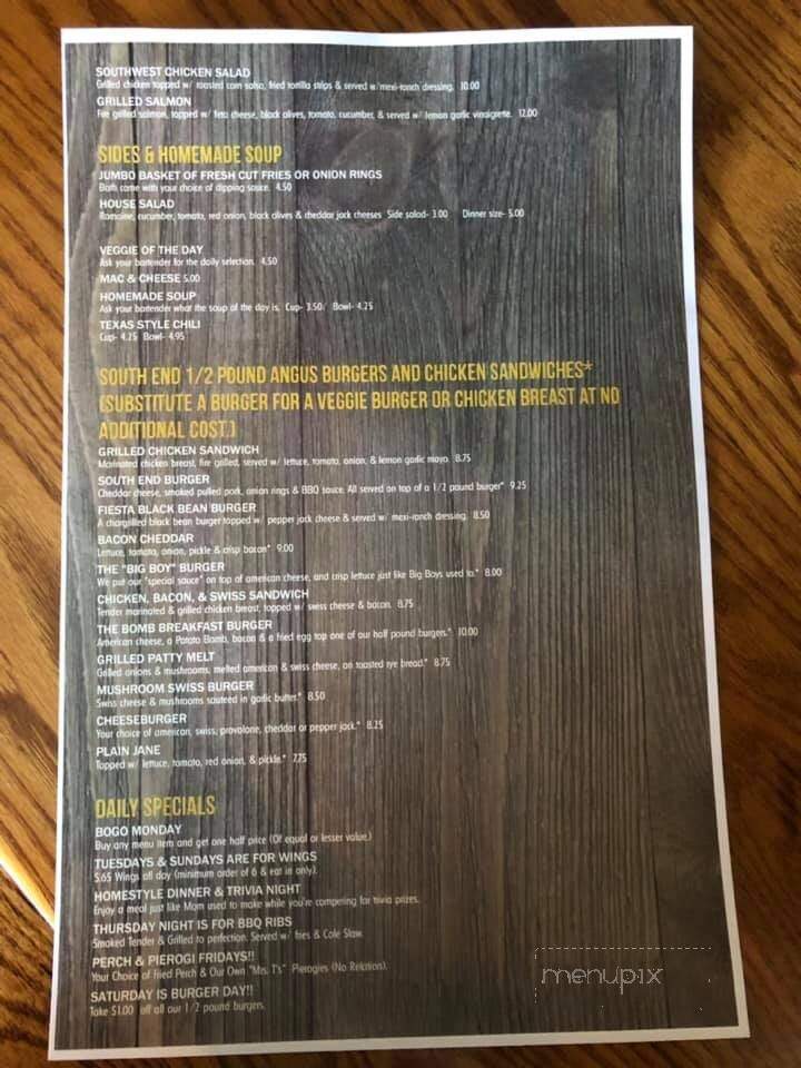 Southend Saloon - Northfield, OH menu_pic