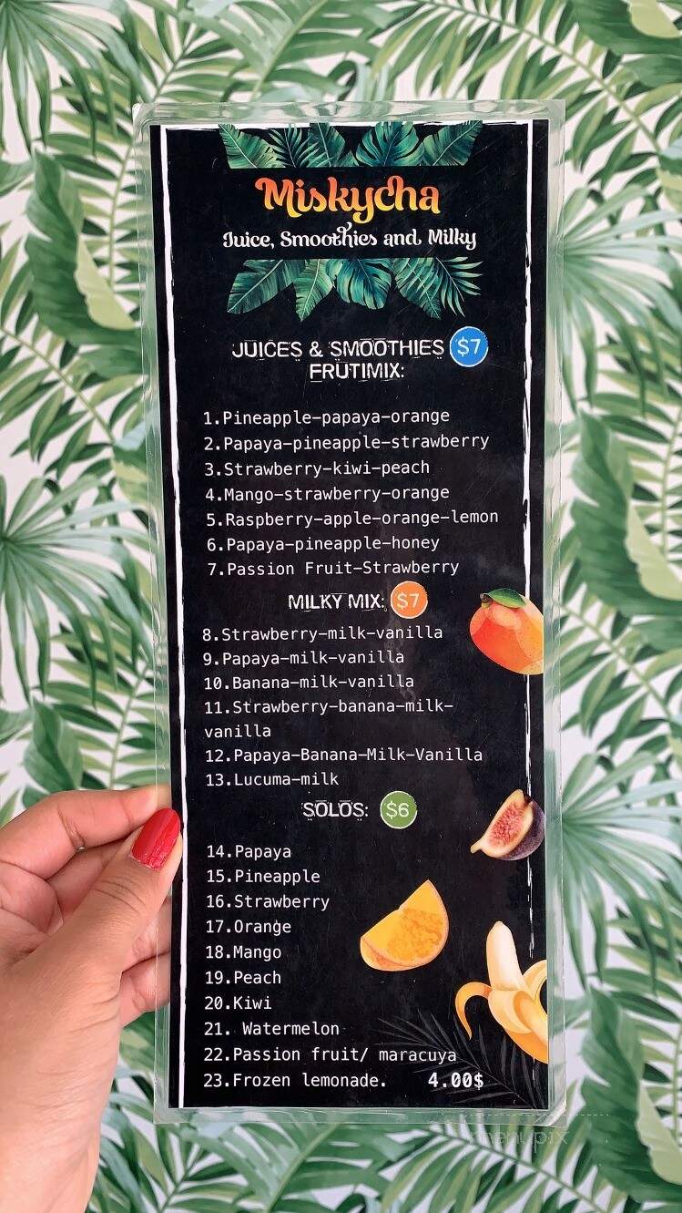 Miskycha - Bridgeport, WV menu_pic