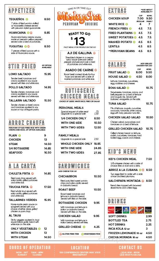 Miskycha - Bridgeport, WV menu_pic