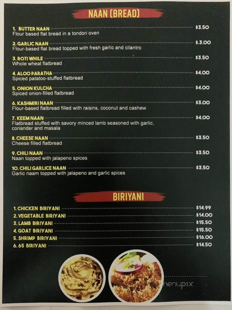 Harris Bar and Grill Indian Restaurant - Springfield, OH menu_pic