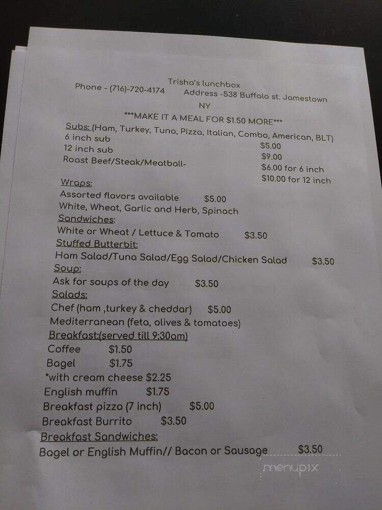 Trisha's Lunchbox - Jamestown, NY menu_pic
