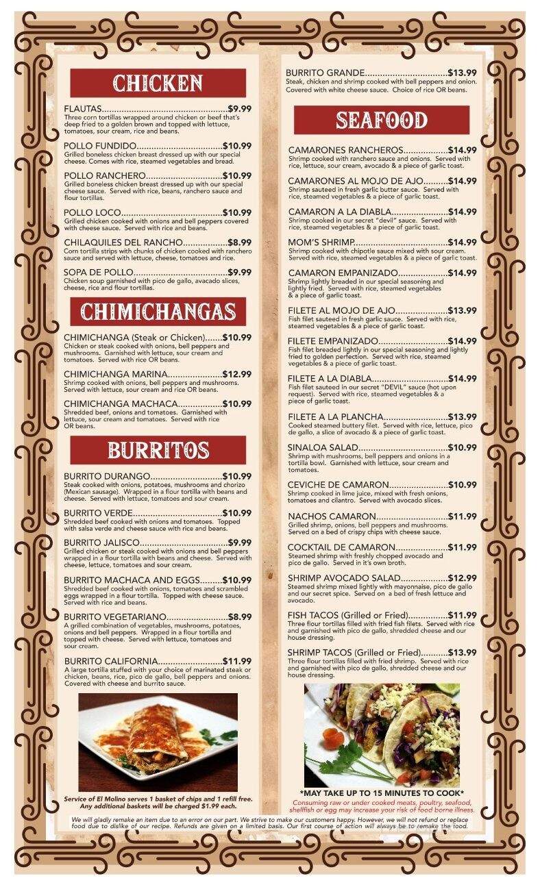 El Molino - Warrior, AL menu_pic