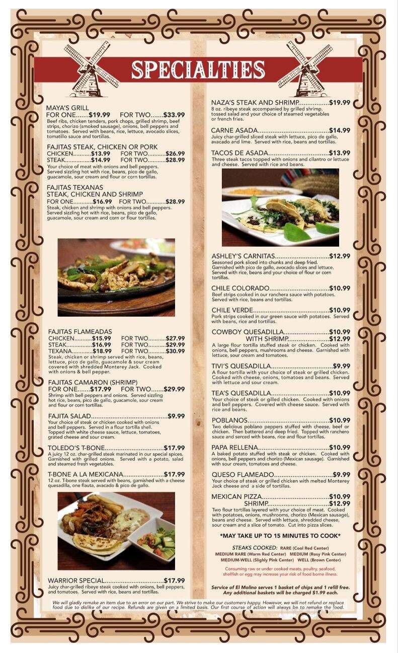 El Molino - Warrior, AL menu_pic