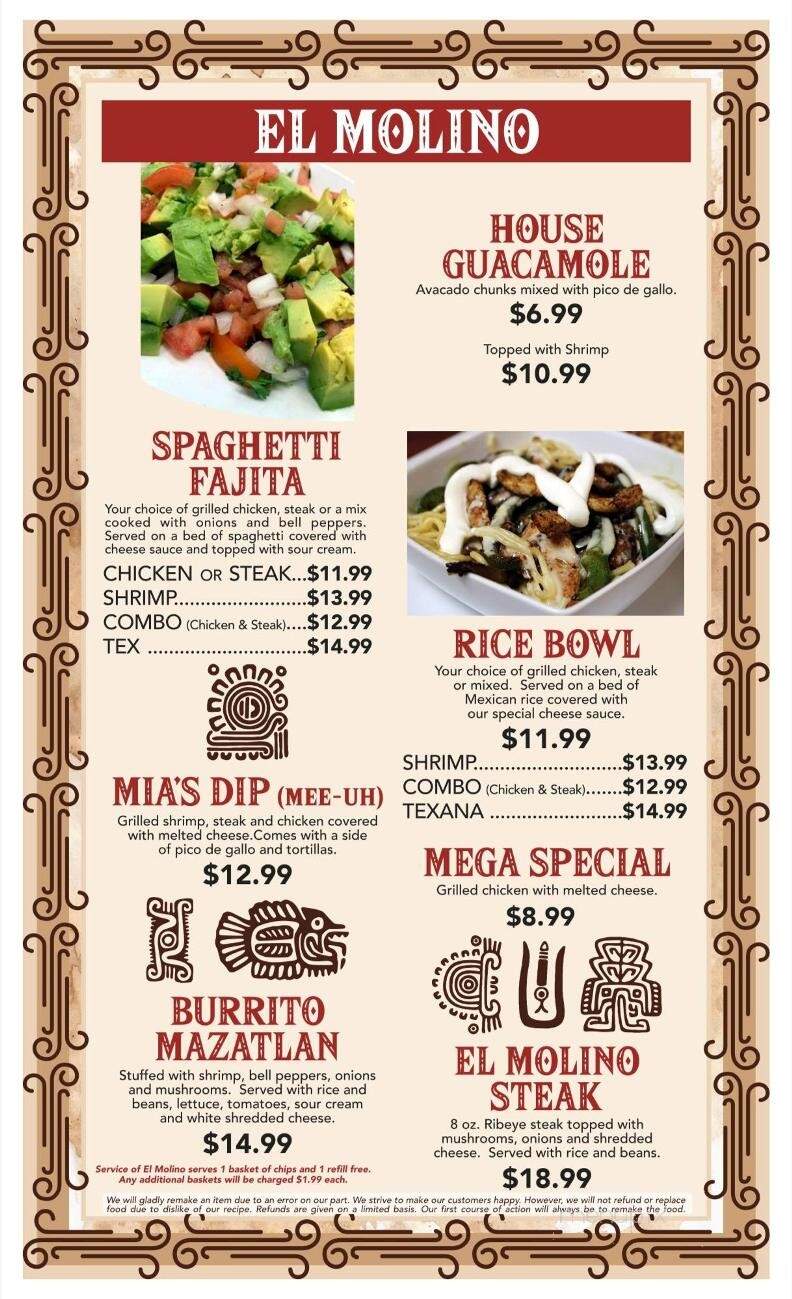 El Molino - Warrior, AL menu_pic