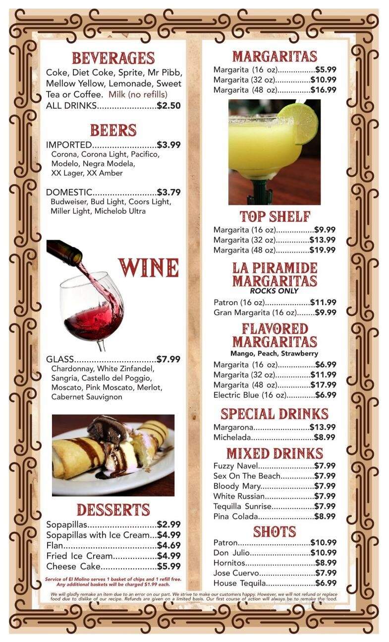 El Molino - Warrior, AL menu_pic