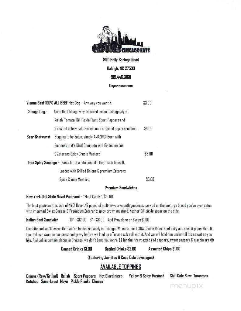 Capones Chicago Eats - Raleigh, NC menu_pic