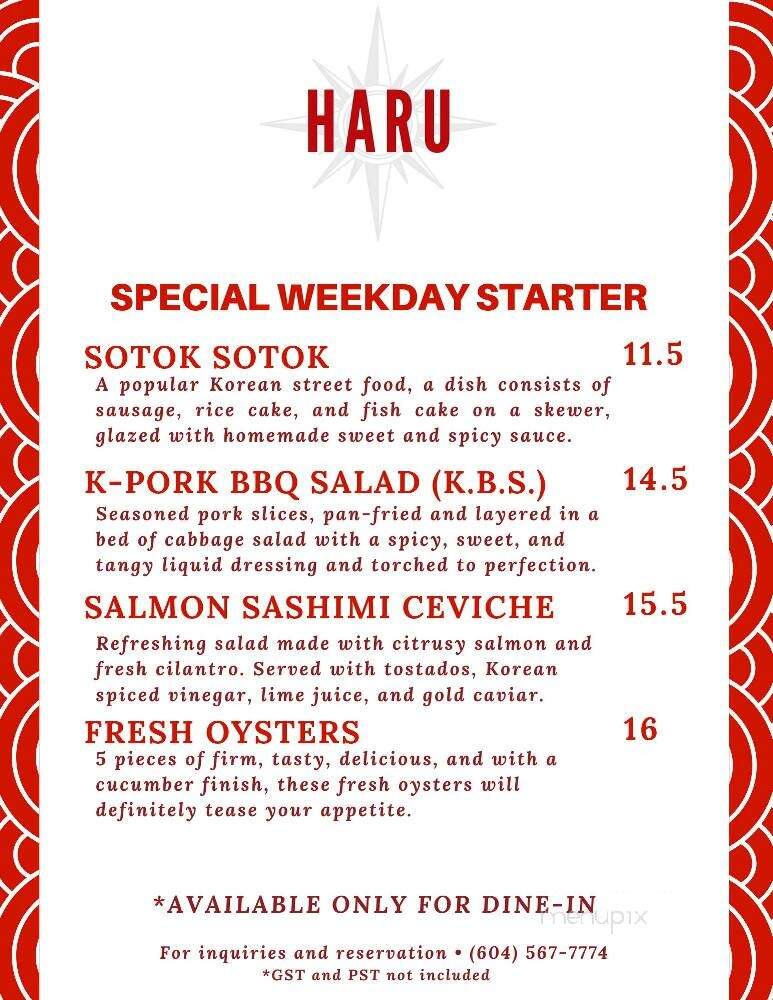 Haru Fusion Cuisine - Squamish, BC