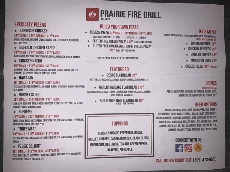 Prairie Fire Grill - Heyworth, IL menu_pic