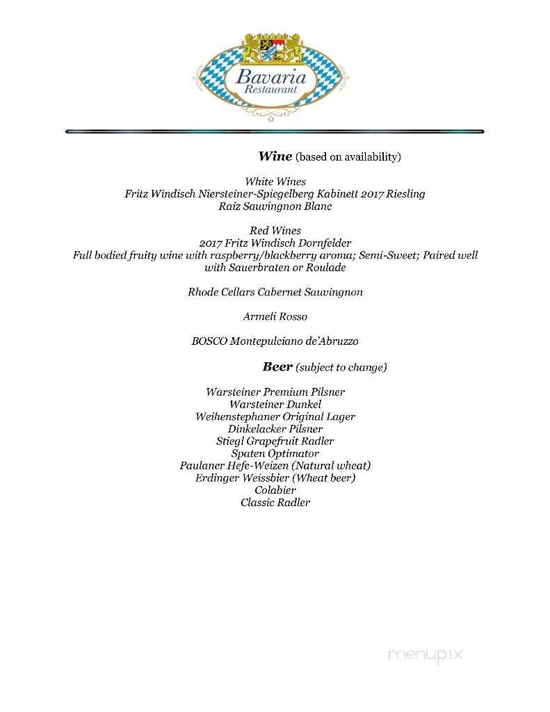 The Bavaria Restaurant - Sidney, NY menu_pic