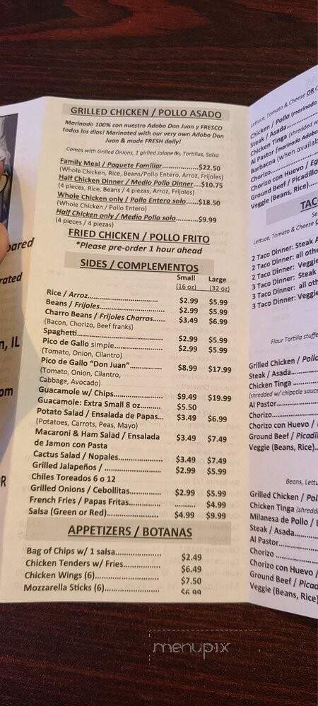 Pollo Asado Don Juan - Midlothian, IL menu_pic