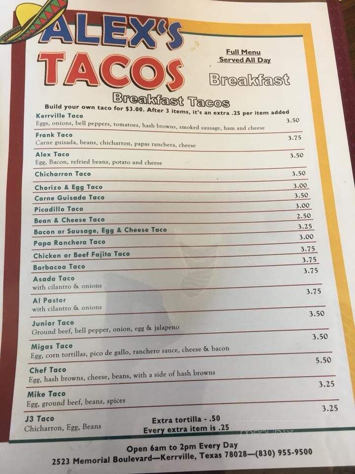 Alex's Taco's - Kerrville, TX