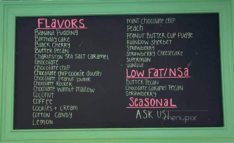 Dillard's Ice Cream - Greenville, SC menu_pic
