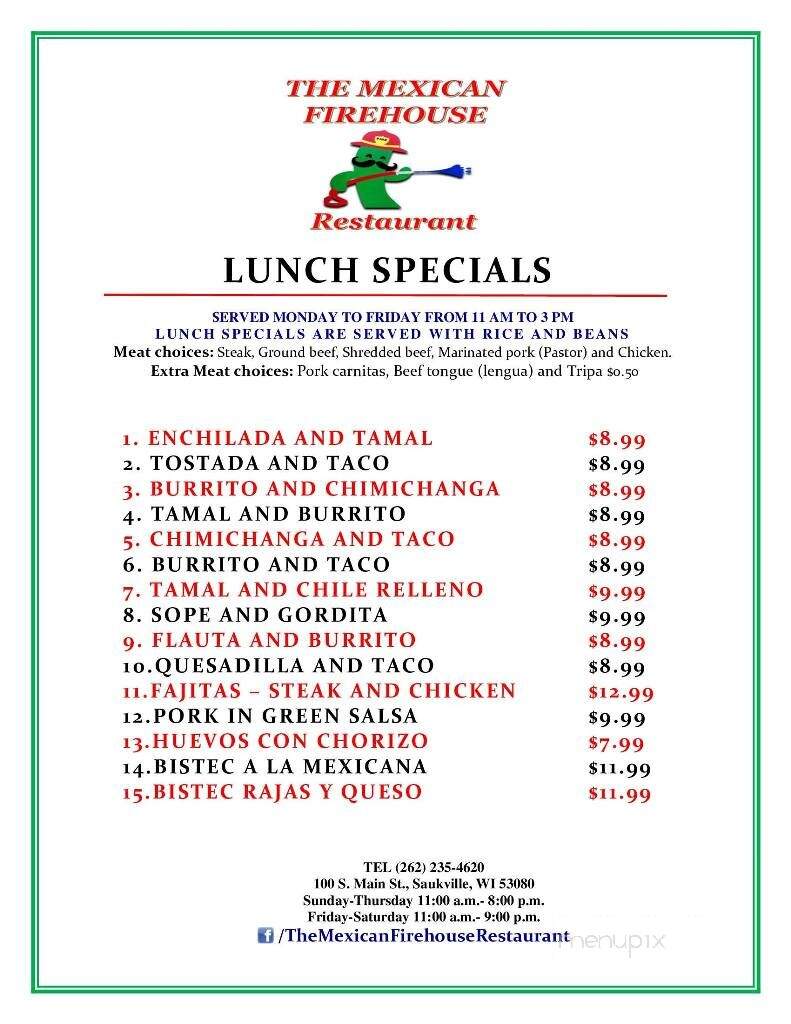 The Mexican Firehouse - Saukville, WI menu_pic