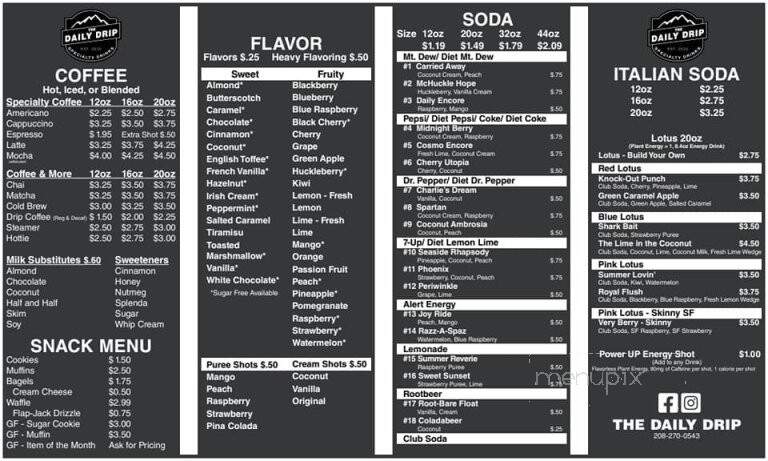 The Daily Drip - Rigby, ID menu_pic