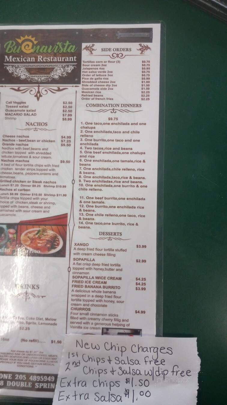 Buena Vista - Double Springs, AL menu_pic