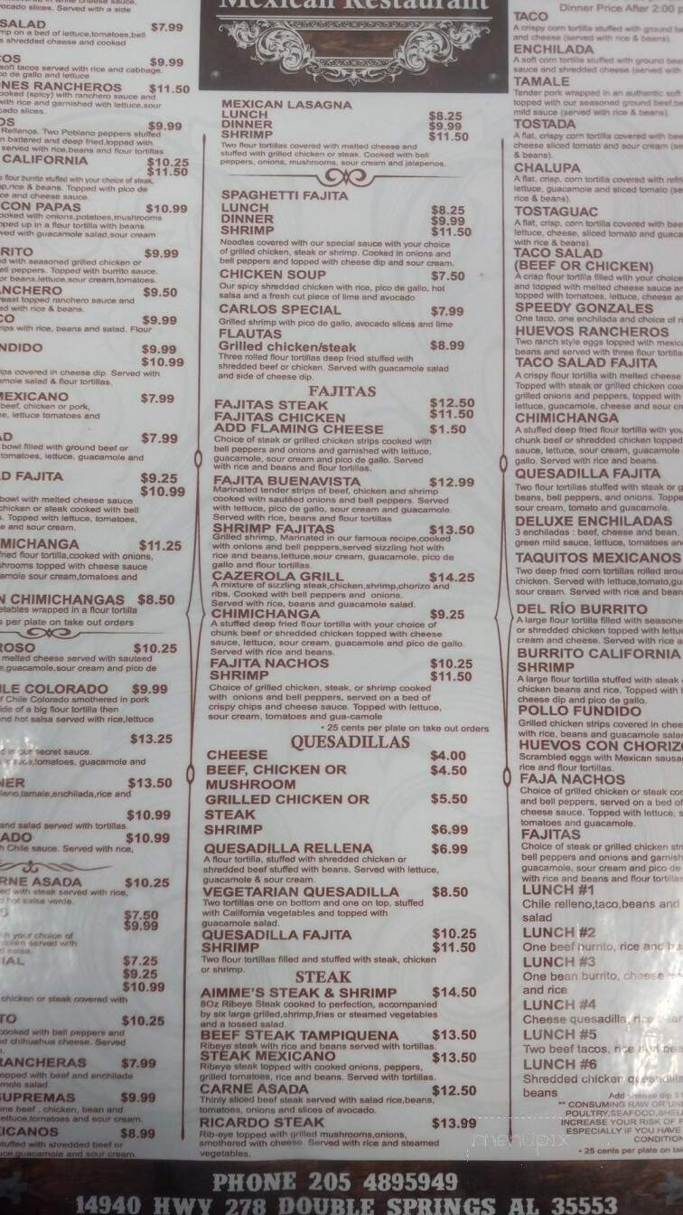 Buena Vista - Double Springs, AL menu_pic