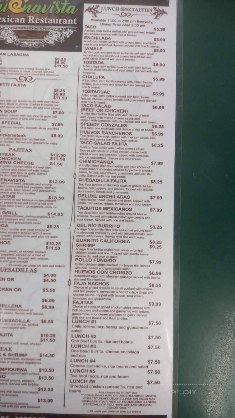 Buena Vista - Double Springs, AL menu_pic