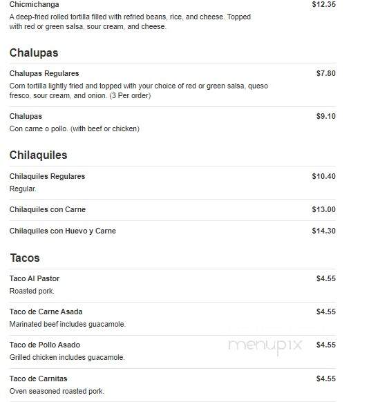 Casa Mariachi - Mechanicsburg, PA menu_pic