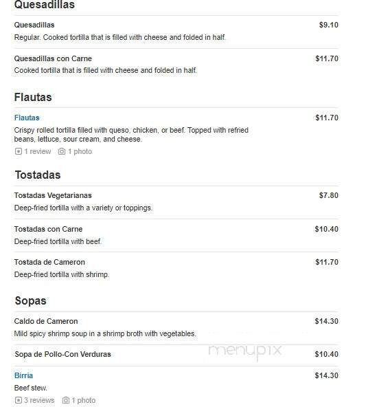 Casa Mariachi - Mechanicsburg, PA menu_pic