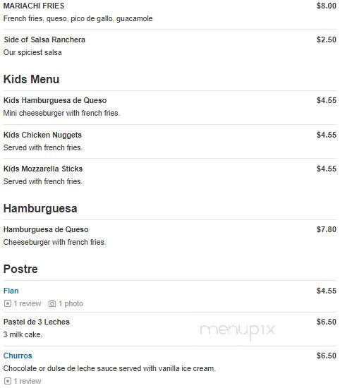 Casa Mariachi - Mechanicsburg, PA menu_pic