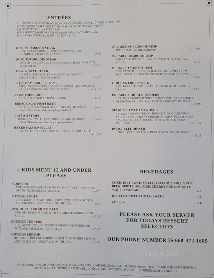 Coates Street Corner Grill - Moberly, MO menu_pic