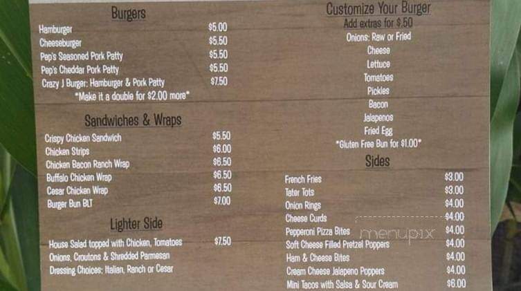 Crazy J's Bar & Grill - Sauk Centre, MN menu_pic