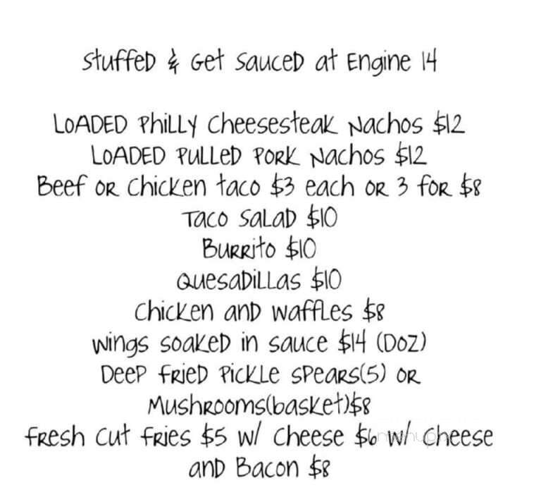 Engine 14 Brewery - Naples, NY menu_pic