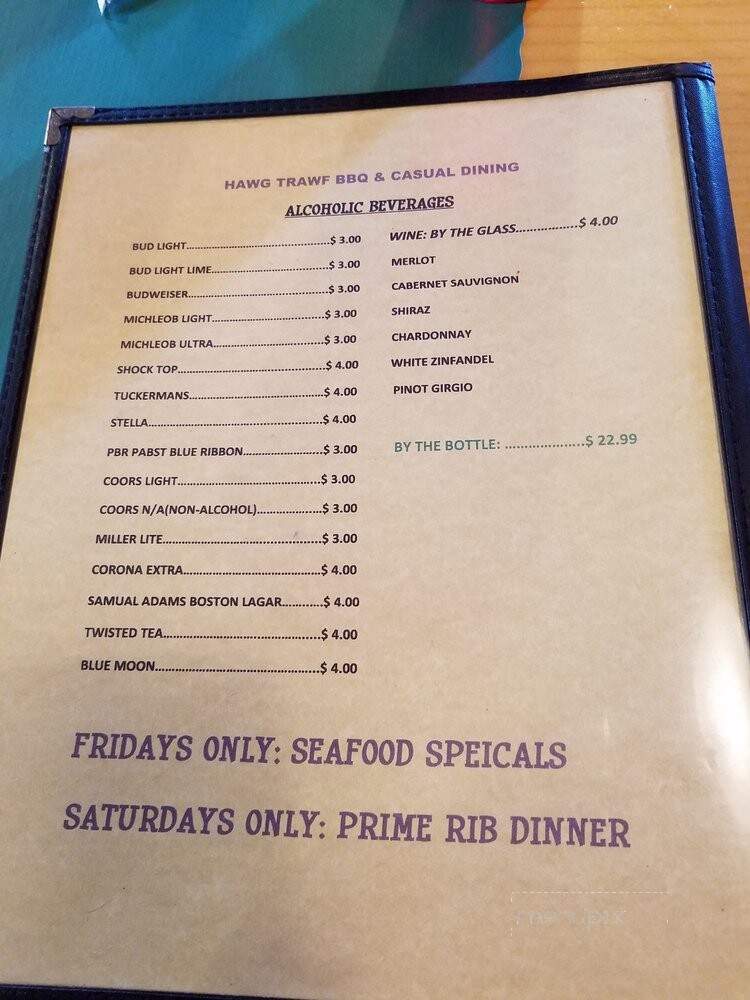 Hawg Trawf - Errol, NH menu_pic