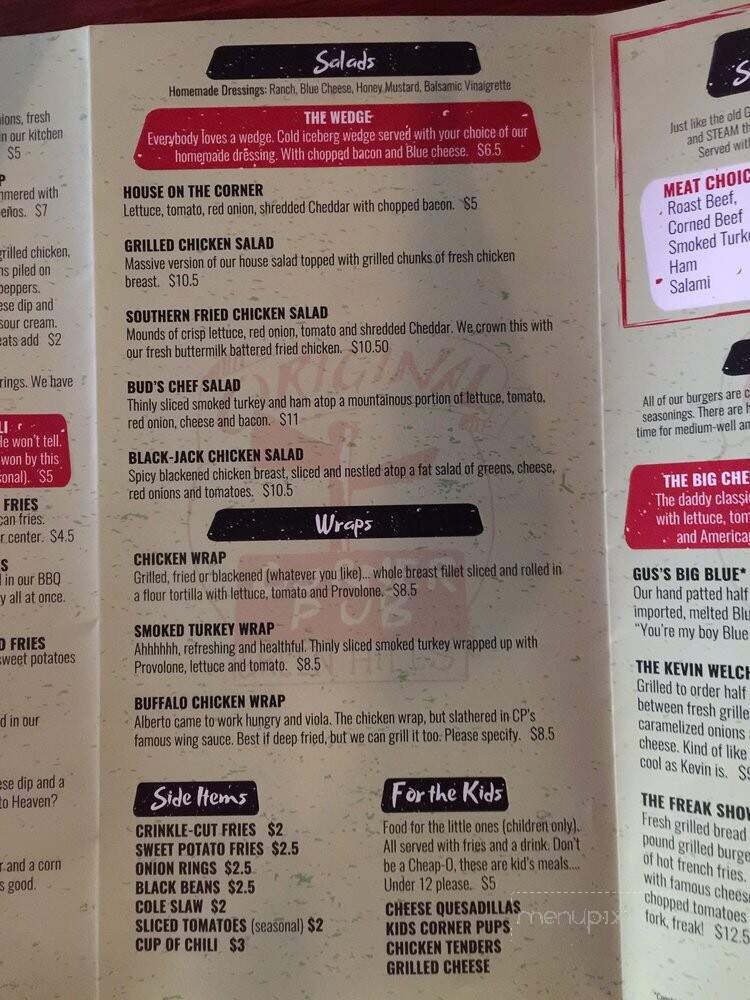 Corner Pub, Green Hills - Nashville, TN menu_pic