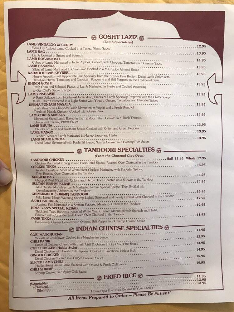 Jas Himalayan Exotic Indian Cuisine - Exton, PA menu_pic