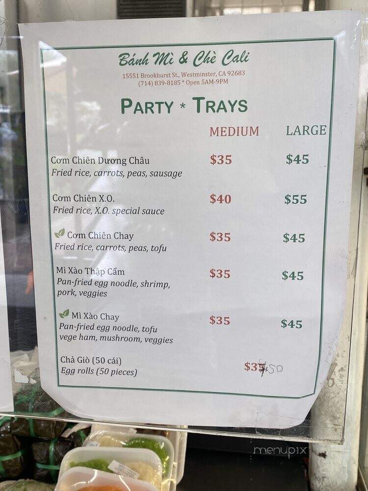 Banh Mi & Che Cali Bakery - Westminster, CA menu_pic