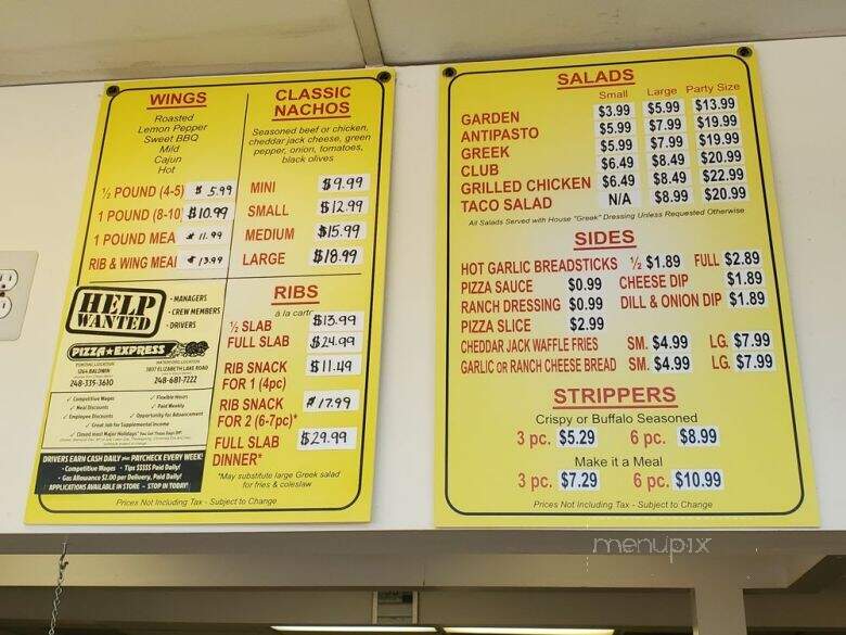 Pizza Express - Waterford, MI menu_pic