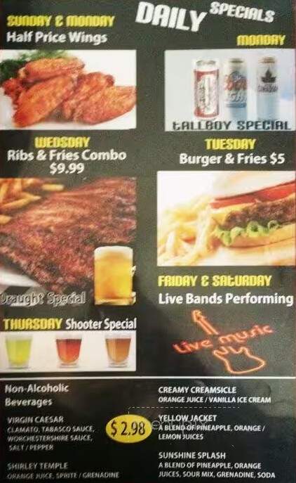 Smilin' Jacks Bar & Grill - Scarborough, ON menu_pic