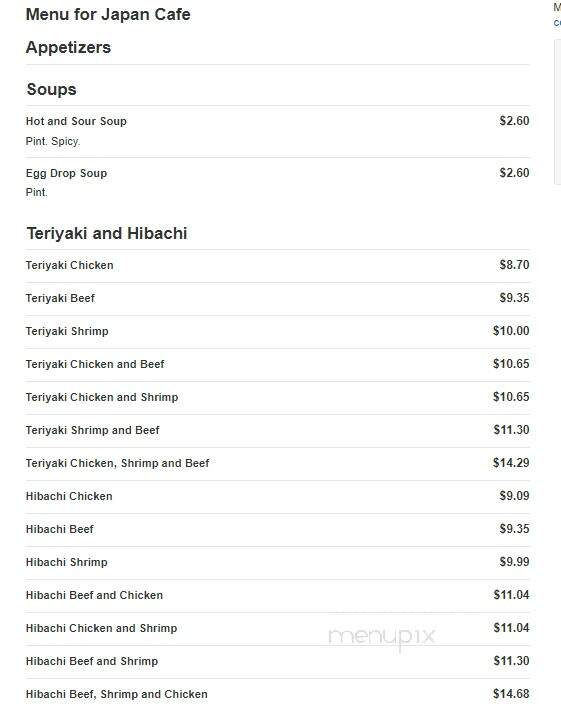 Japan Cafe - Rome, GA menu_pic