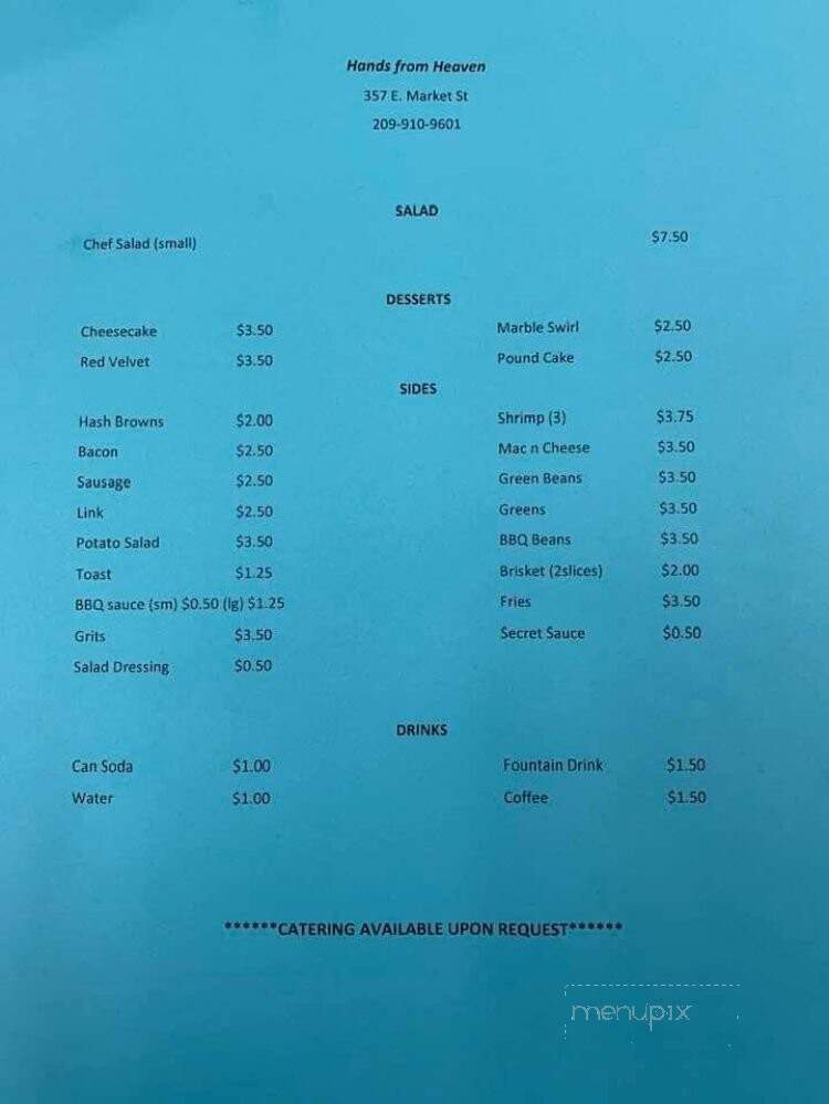 Hands From Heaven Catering - Stockton, CA menu_pic