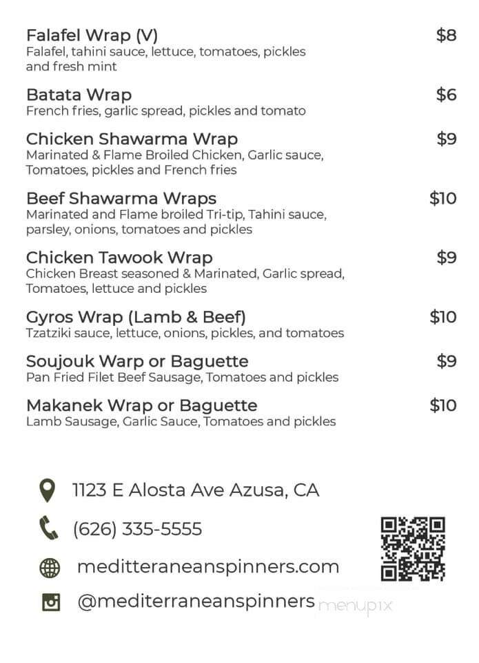 Mediterranean Spinners - Azusa, CA menu_pic
