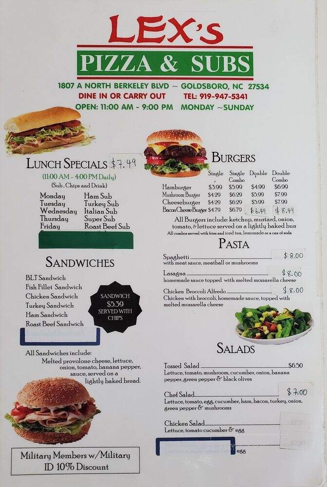 Lex's Pizza & Subs - Goldsboro, NC menu_pic